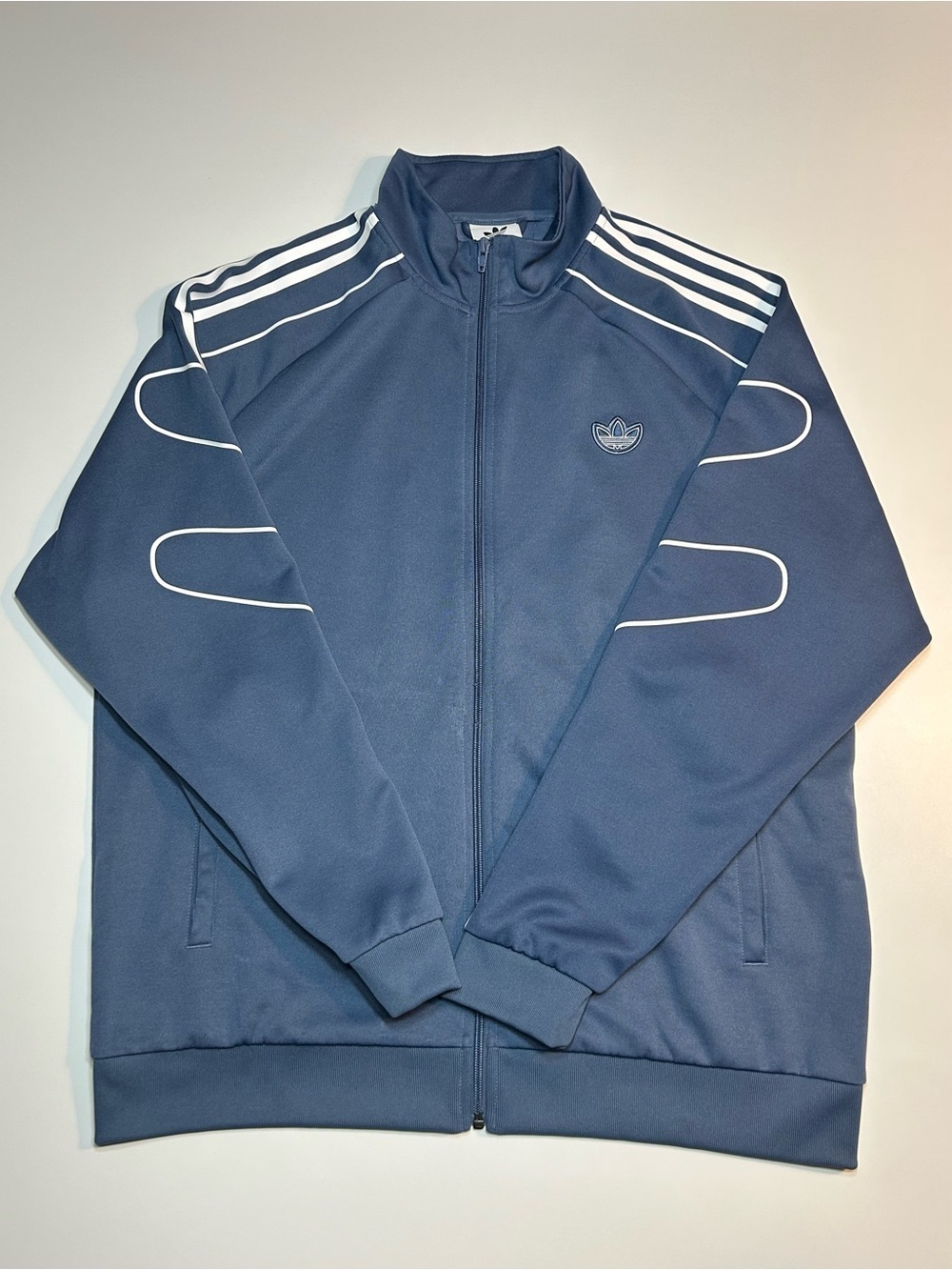 Adidas Originals Flamestrike Track Jacket Steel Blue White Trefoil Logo